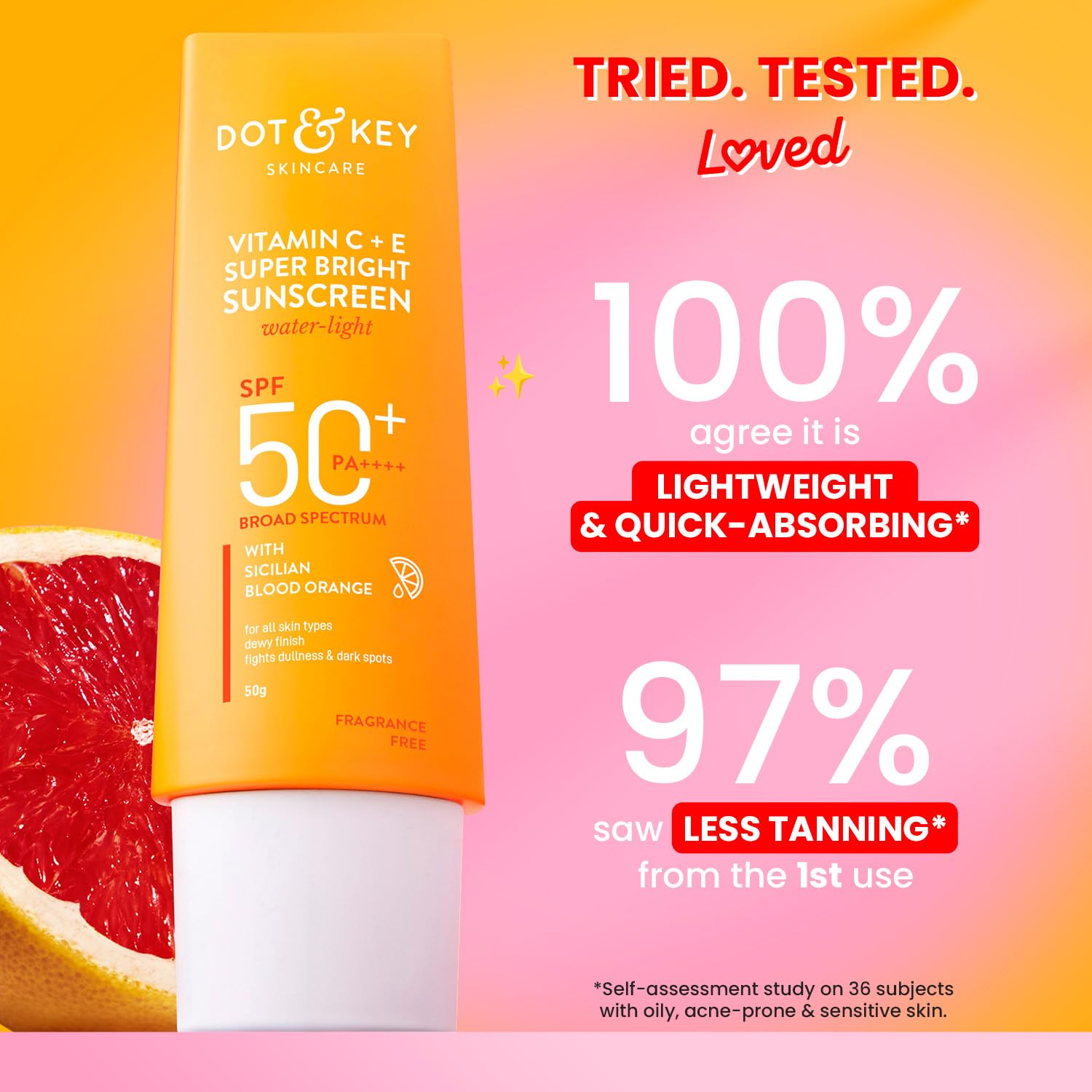 DOT & KEY Vitamin C + E Super Bright Sunscreen Spf 50 |Water-Light,UVA/UVB & Blue Light Protection|For Even Toned & Glowing Skin|With Liquid Spf 50+++| No White Cast| For All Skin Types| 50G,Pack Of 1 - Image 4