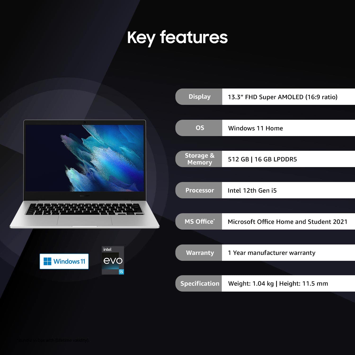 Samsung Galaxy Book2 Pro 360 Intel 12th Gen i5 EvoTM 33.78 cm (13.3") Touchscreen 2-in-1 AMOLED Thin & Light Laptop (16 GB/512 GB SSD/Windows 11/MS Office/with S Pen/Silver/1.04Kg), NP930QED-KB3IN - Image 4
