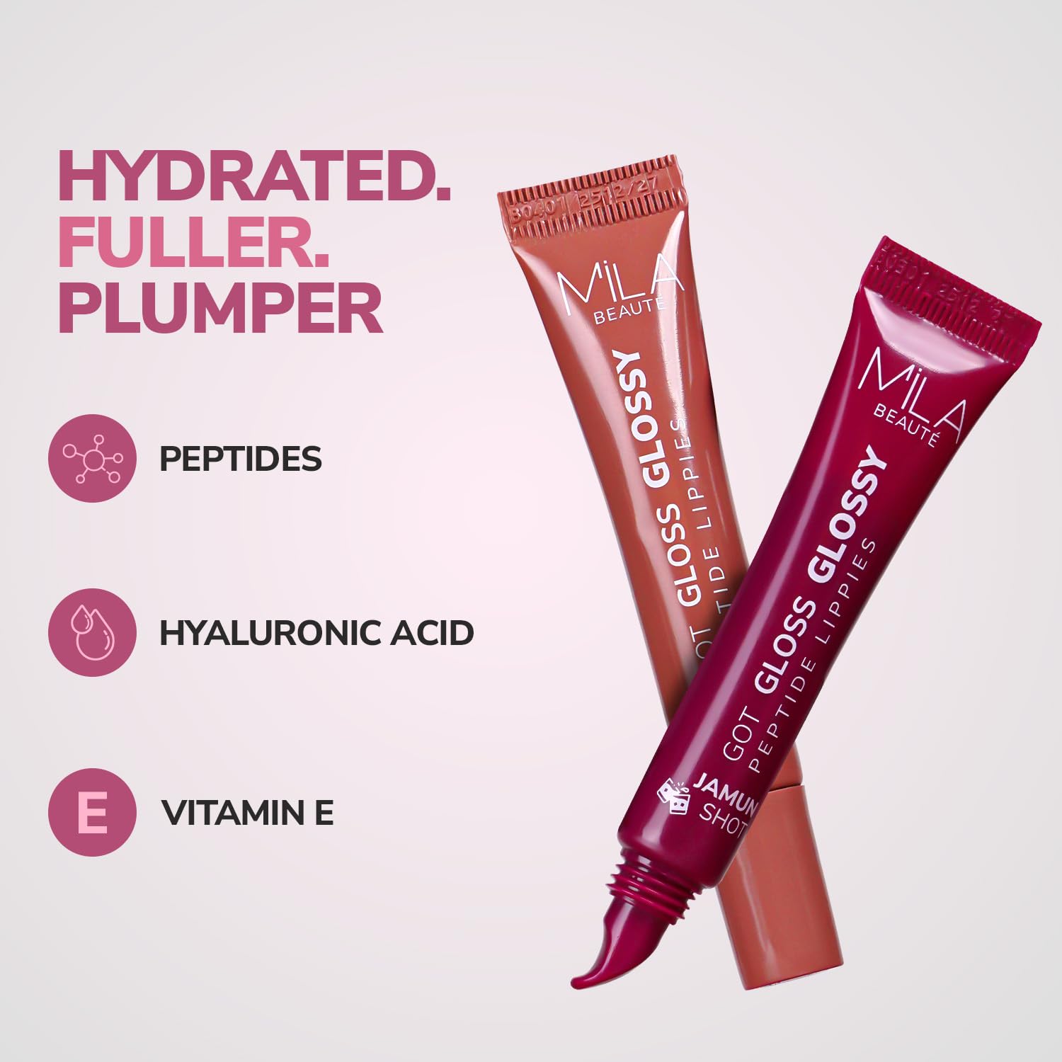 Mila Beauté Peptide Lip Gloss Balm I With SPF & Hyaluronic Acid I Plump & Fuller Lips I Hydrating & Shiny Lip Balm Non Sticky I Highly Pigmented I Soft & Nourished Lips - Chai Latte - Image 2