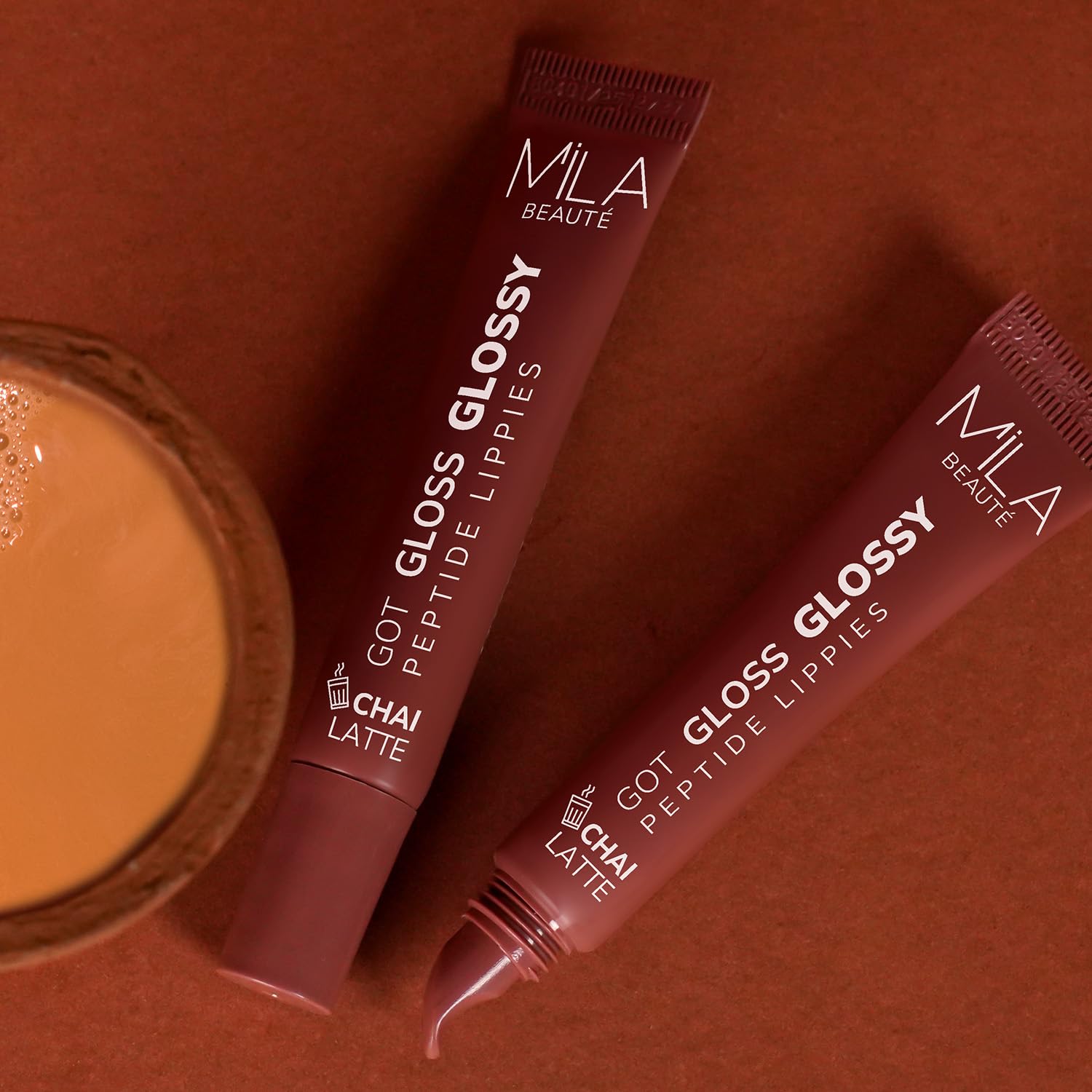 Mila Beauté Peptide Lip Gloss Balm I With SPF & Hyaluronic Acid I Plump & Fuller Lips I Hydrating & Shiny Lip Balm Non Sticky I Highly Pigmented I Soft & Nourished Lips - Chai Latte - Image 4