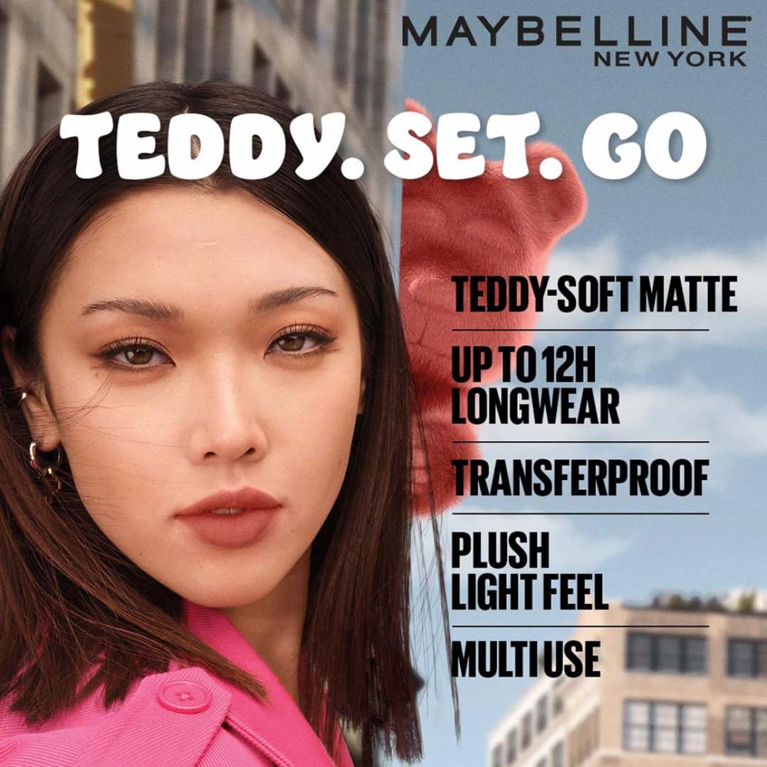 Maybelline New York Super Stay Teddy Tint - Lip and Cheek Color, Skinny Dip, 5ml | Teddy Soft Matte up to 12Hr | Multi Use | Comfortable Long wear formula |Buildable |Natural flushed look in one swipe - Image 3